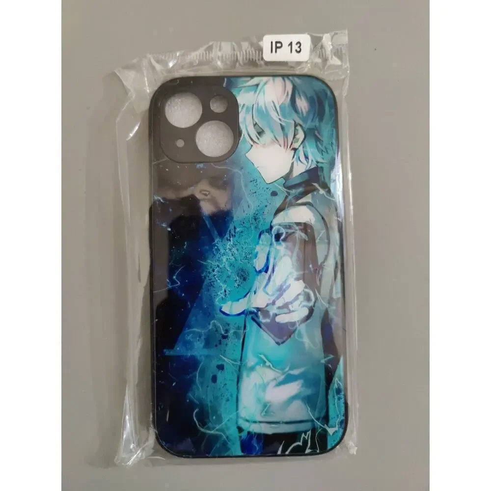 Anime Printed iPhone 13 Cases Black Outside Blue Print Hard Rubber Case